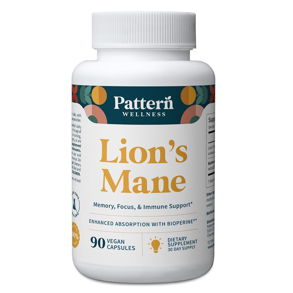 Μοτίβο Wellness Mushroom Mane Lion – Συμπληρώματα Κάψουλες για Γνωστική & Εστίαση Υποστήριξη – Ενισχυμένη Απορρόφηση – 90 Κάψουλες Vegan