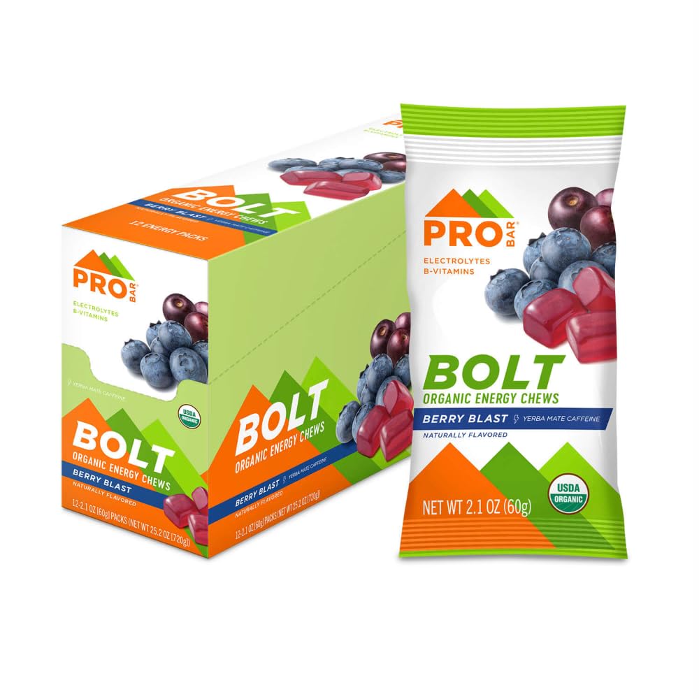 PROBAR - Bolt Organic Energy Chews, Berry Blast, Non-GMO, Gluten-free, USDA Certified Organic, Healthy, Natural Energy, Fast Gummies Καυσίμων με Βιταμίνες B & C (12 Count)