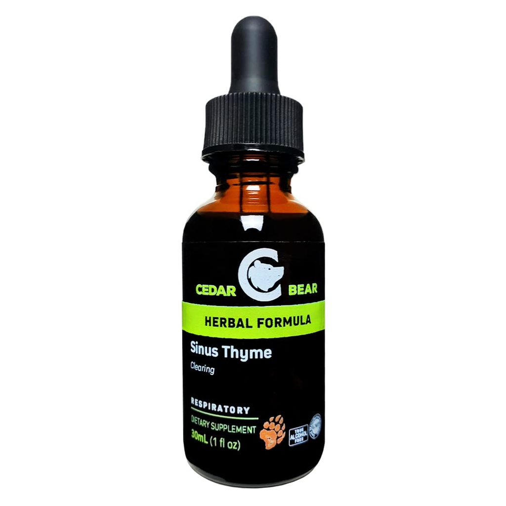 Cedar Bear Sinus Thyme ένα υγρό βοτανικό συμπλήρωμα που υποστηρίζει σαφή λειτουργία στο The Sinuses και ενισχύει τις ανοσοποιητικές λειτουργίες 1 fl oz / 30 ml