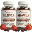 O NUTRITIONS Vitamin B Complex Vegan Gummies με βιταμίνη B12, B7 ως Biotin, B6, B3 ως Niacin, B5, B6, B8, B9 ως Folate για το άγχος, την ενέργεια και το υγιές ανοσοποιητικό σύστημα (2 Pack)