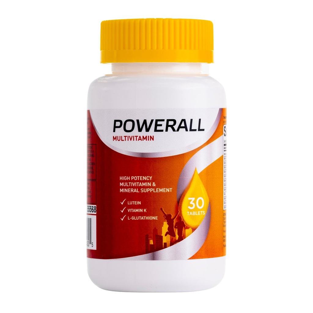 POWERALL Πολυβιταμίνη Ενηλίκων για Άνδρες και Γυναίκες, Υποστήριξη Ανοσίας, με Βιταμίνες Α, C, D3, E, K1 και Β Βιταμίνες, 30 Count