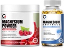 Γλυκινικό μαγνήσιο 400mg Softgels & 680mg Glycinate Magnesium Complex Σκόνη για την ήρεμη, νυχτερινή & μυϊκή υποστήριξη - Vegan, μη ΓΤΟ