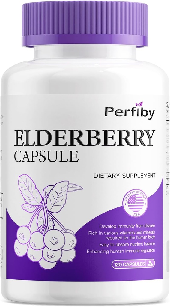Καψάκιο Elderberry με Μαγνήσιο και Βιταμίνη C, D3 & Ψευδάργυρο - Ανοσοποιητικό συμπλήρωμα υποστήριξης για ενήλικες, 120 κάψουλες, 60-Ημέρες προσφοράς