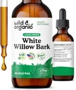 Wild & Organic White Willow Bark Extract Liquid Drops - Γενικό συμπλήρωμα ευεξίας - 500 mg White Willow Bark Herb Βάμμα - Χωρίς αλκοόλ & ζάχαρη, μη-GMO - 2 fl oz