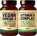 Vegan Omega 3 & Vegan Vitamin B Complex B Complex B Bundle - DHA & EPA λιπαρά οξέα, Ουσιώδεις βιταμίνες Β με πλήρη ανάμειξη τροφίμων, B1, B2, B3, B5, B6, B7, Folate