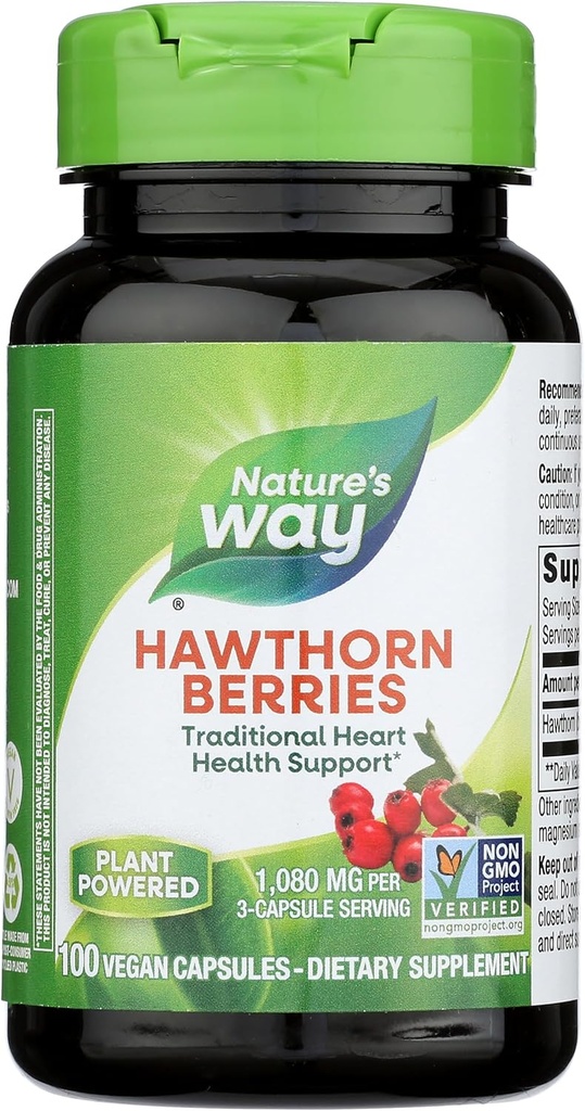 Natures Way Hawthorn Berries, 510mg 100 Capsules