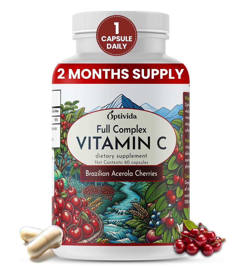 OPTIVIDA Plant Based Natural Acerola Cherry Vitamin C Κάψουλες 