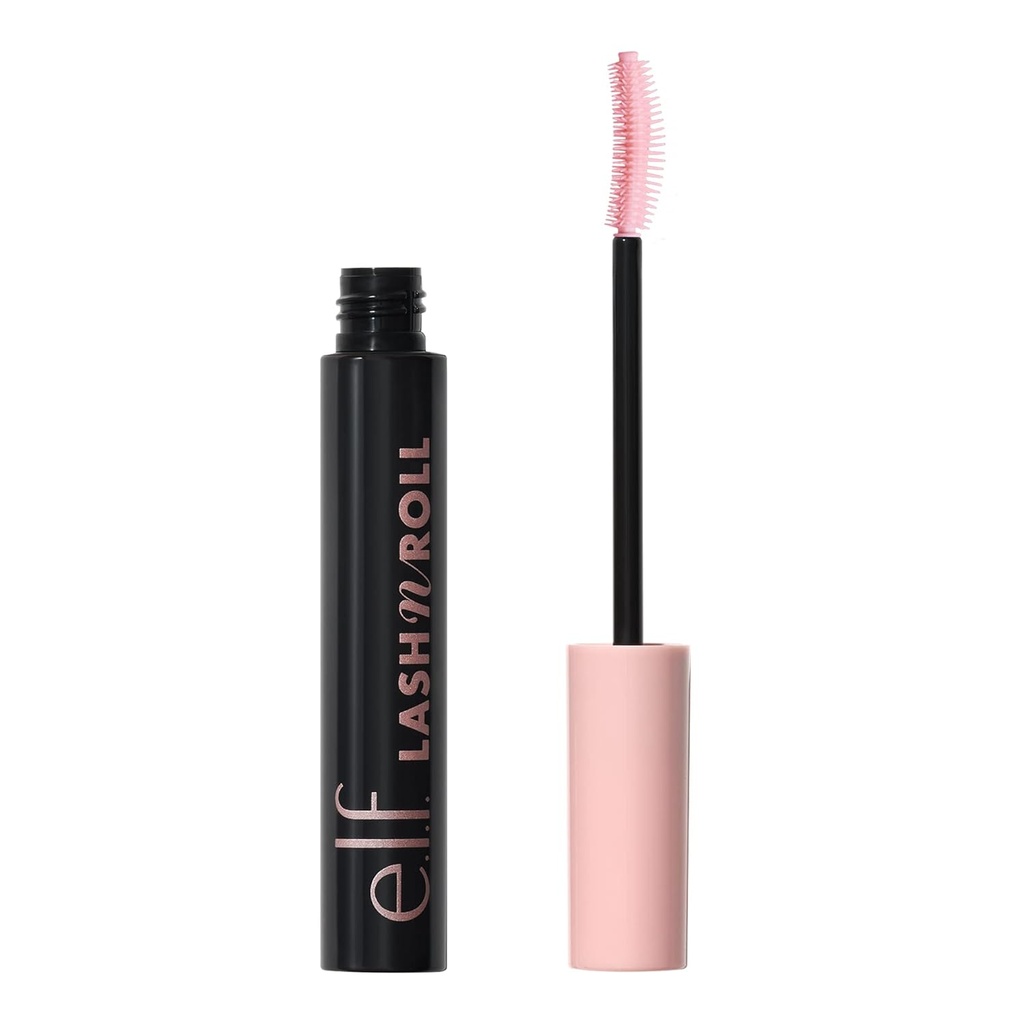 e.l.f. Lash 'N Roll Mascara, Curling Mascara Για Βιώσιμα Ανυψωμένες Βλεφαρίδες, Ανελκυστήρες & Ξεχωριστές Βλεφαρίδες. Φόρμουλα μακράς διάρκειας, Vegan & Cruelty-free, Pitch Μαύρο