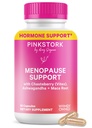 Pink Εμμηνόπαυση πελαργού Υποστήριξη για γυναίκες - Hot Flash, Mood, Sleep, Weight, Cortisol & Hormonal Balance - Vegan, Estrogen-free Περιεμμηνόπαυση Ανακούφιση - Ashwagandha, Maca - 60 κάψουλες