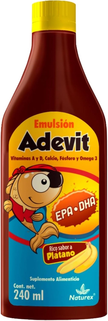 EMULSION ADEVIT ACEITE HIGADO DE BACALAO 240ml Banana Flavor/COD Liver Oil