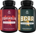 Δέσμη της φυσικής προ προπόνησης Forskolin συμπλήρωμα και αλυσίδα κλάδου Amino Acids συμπλήρωμα - φυσική ενέργεια Booster και συμπλήρωμα προπόνησης - Vegan BCAA κάψουλες μετά προπόνηση αποκατάσταση μυών