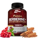 NutriFlair Premium Berberine HCL 1200mg, 120 Κάψουλες - Συν καθαρό True Ceylon Κανέλα, Berberine HCI Root Συμπληρώματα Χάπια - ανοσοποιητικό σύστημα - αποδίδει ένα Optimal 8% HCl