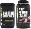 NutraBio Creatine Monohydrate, Unflavored, 500g και πρωτεΐνη Whey Isolate, σοκολάτα βουτηγμένο Macaroon, συμπλήρωμα Bundle - μυϊκή ενέργεια, Lean μυϊκή ανάπτυξη, ανάκτηση, και δύναμη