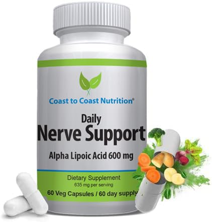 Nerve Support - Advanced Nerve Relief with Alpha Lipoic Acid 650 mg - Nerve Vitamins for Ease of Hands, Legs, and Foot Aches - 60 Κάψουλες / 30 Ημέρα προσφοράς