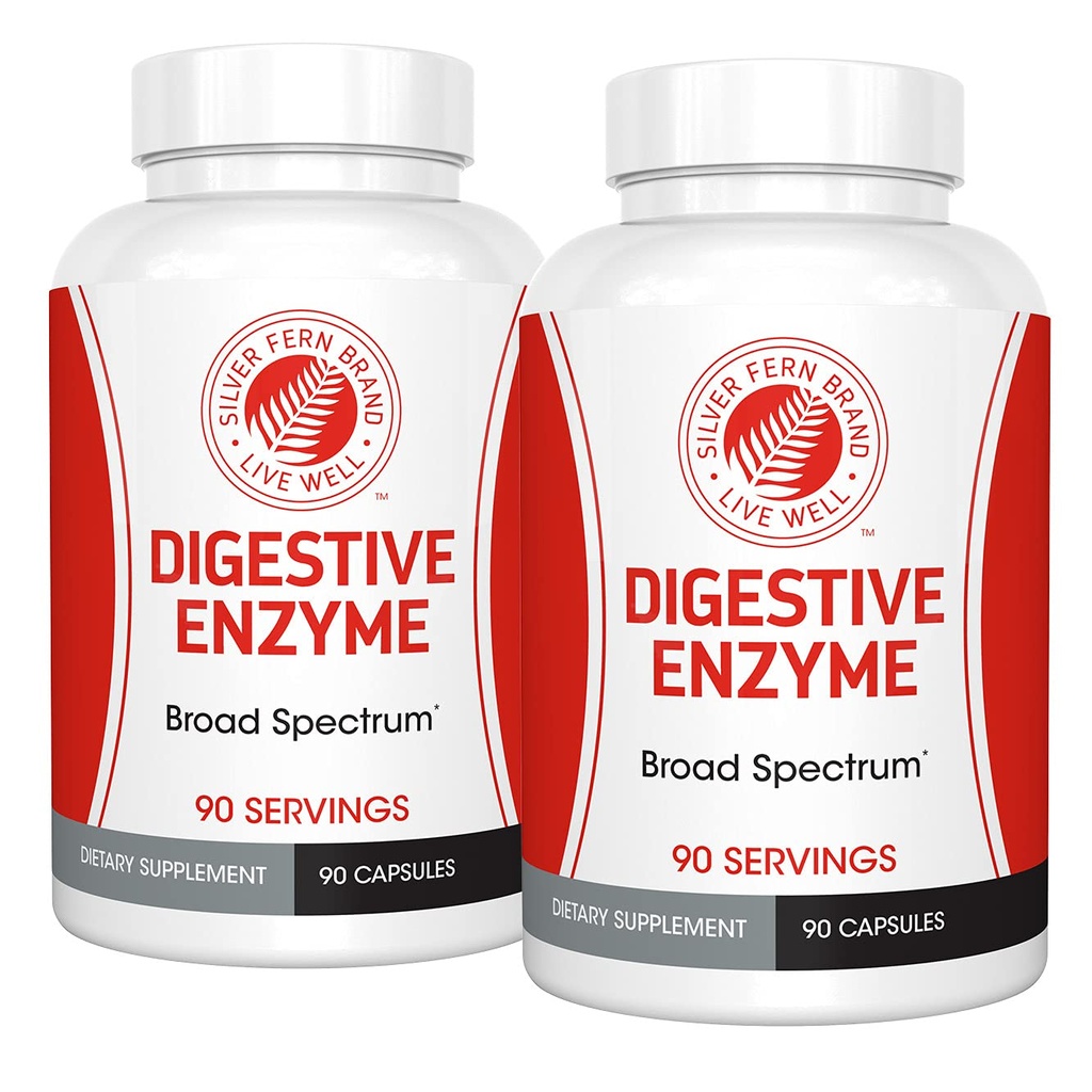 Silver Fern Brand Ultimate High Potency Digestive Enzyme Supplement - 2 Φιάλες - 100% Εντερική Κάλυψη - Digestive Comfort - Βελτιώστε την ανεκτικότητα των τροφίμων