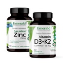 EMERALD LABS Βιταμίνη D3+K2 (60 Caps) & Ψευδάργυρος 25mg (90 Caps) - Υγεία των οστών, υποστήριξη της καρδιάς, ανοσοποιητική υποστήριξη, Digestive Υγεία, Οξειδωτικό στρες Υποστήριξη - Χωρίς γλουτένη