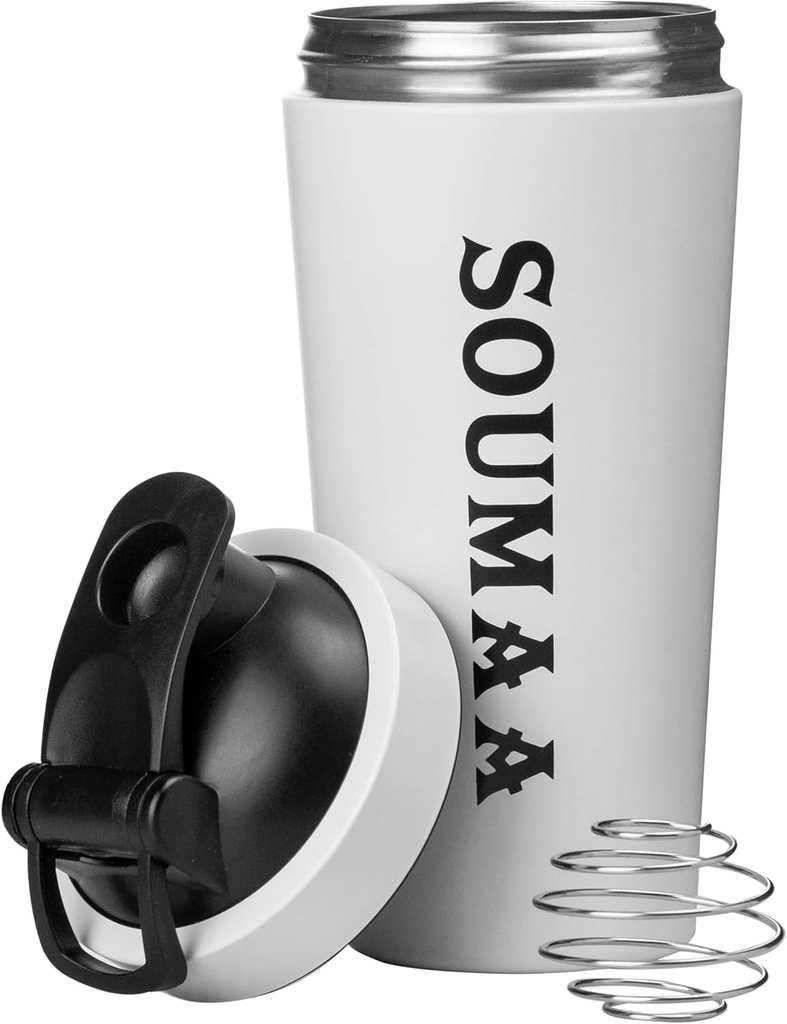 Insulated Stainless Steel Protein Shaker Bottle with Wire Mixing Ball-24oz Insulated Shaker Bottle for Blending Protein Powders, Smoothie Mixing, Supplement Mixing and for Pre-Workouts