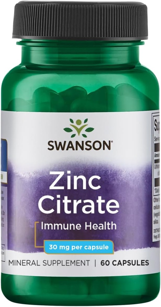 Swanson Ψευδάργυρος (Citrate) 30 Χιλιοστόγραμμα 60 Καψάκια