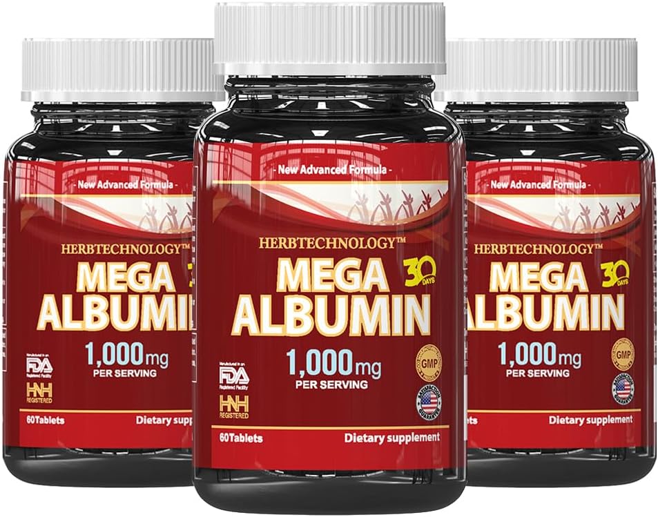 Dr.K&C HNHusa Mega Albumin Protein 1000mg 180 Tablets Υγιεινή λειτουργία του ήπατος Νεφρού Wellness Συνολική υποστήριξη της υγείας Συμπλήρωμα ενεργειακής ισορροπίας ζωής 60tabs 3pk