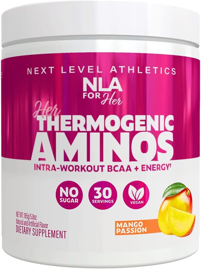 Thermogenic Amino Women's Pre Post & Intra Workout Booster (Mango Passion,30 Services) w BCAA Essential Amino Acids, Caffeine, & Electrolytes- Max Your Workouts w Παρατεταμένη ενέργεια-Vegan, Χωρίς ζάχαρη