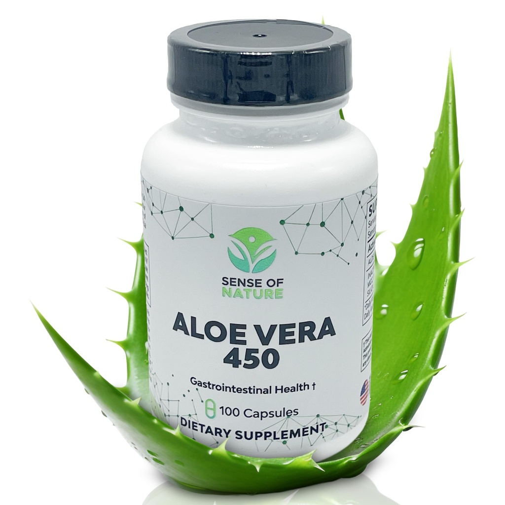 Aloe Vera 450 Capsules Organic | Non-GMO Aloe Vera Pills | Made with USDA Organic Aloe Vera Supplements | Digestive & Joint Support Supplement