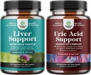 Bundle of Liver Cleanse Detox & Repair - Silymarin Milk Thistle with Dandelion Root & Artichoke Extract and Green Coffee Bean Extract for Uric Acid Cleanse & Detox - Turmeric Tart Cherry & Celery Seed