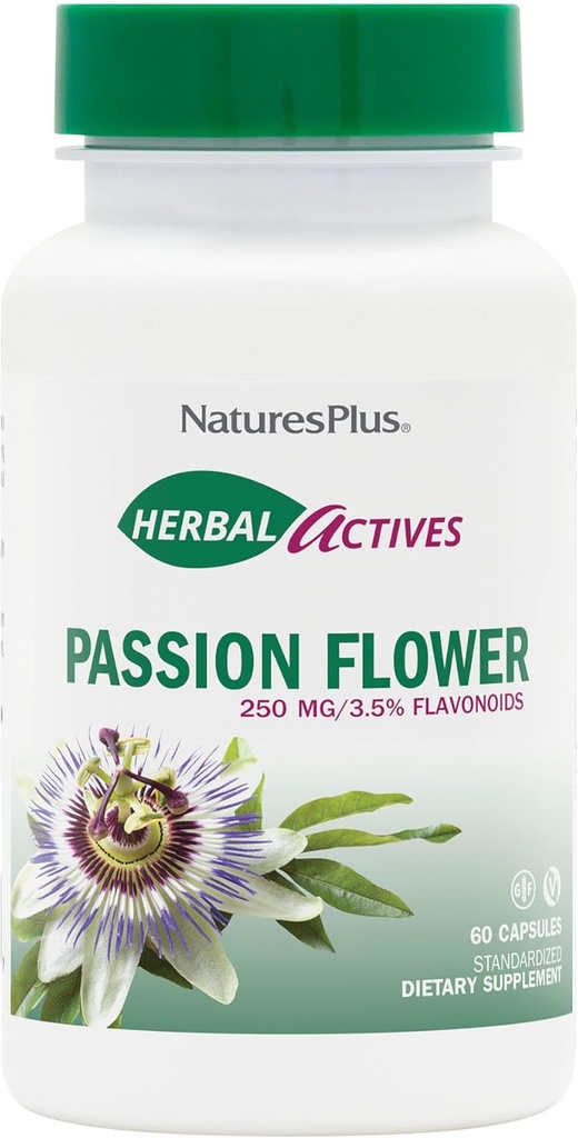 Natures Plus Herbal Actives Passion Flower - 250 mg, 60 κάψουλες Vegan - Προάγει τη φυσική ηρεμία - χορτοφάγους, χωρίς γλουτένη - 60 εξυπηρετούν