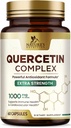 Quercetin Συμπλήρωμα 1000mg - Φυσική, Φυτική Βασιζόμενη Υποστήριξη για Ανοσοποιητικές, Κυτταρικές, Αναπνευστικές & Εποχικές Αλλαγές - Επιπλέον Δύναμη Quercetin Dihydrate από Sophora Japonica - 60 Κάψουλες Veggie