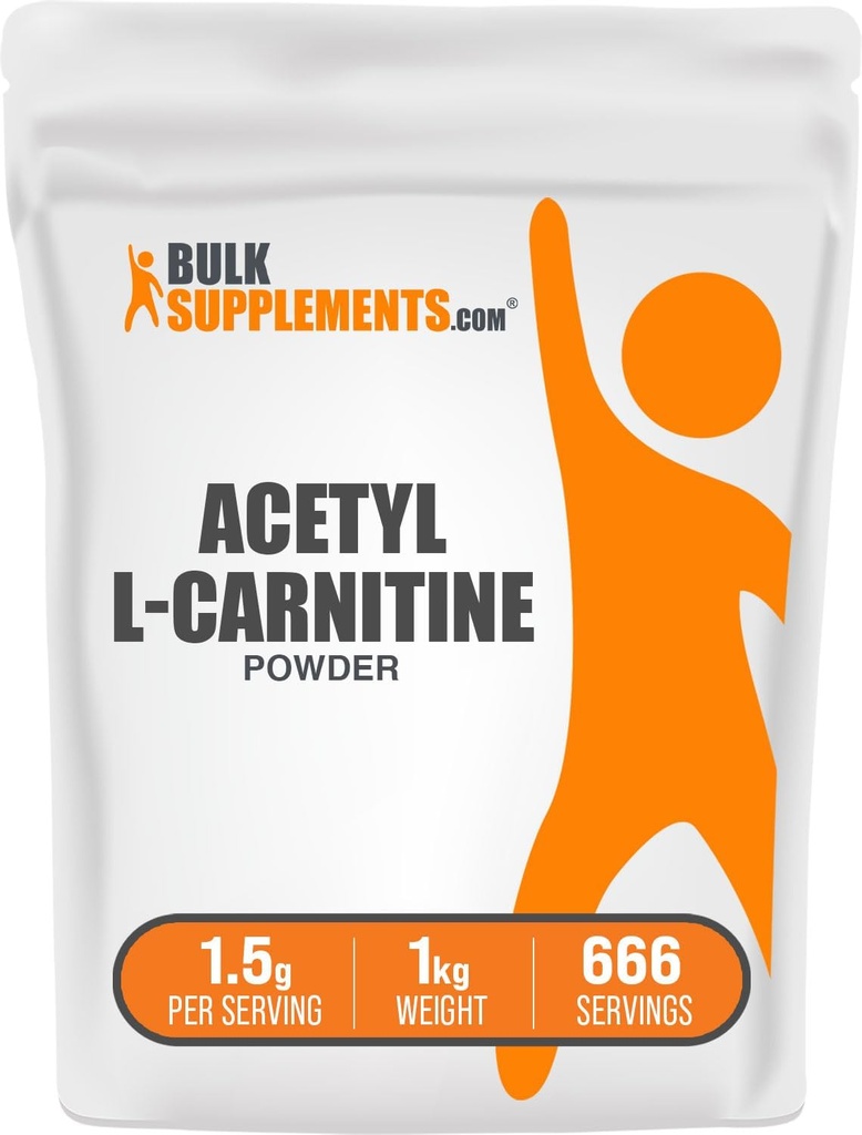 BulkSupplements.com Ακετυλο L-καρνιτίνη σε σκόνη - ALCAR σε σκόνη, Acetyl L-Καρνιτίνη 1500mg, Carnitine συμπλήρωμα - Χωρίς γλουτένη, 1500mg ανά σερβίροντας, 5kg (11 lbs) (Συσκευασία των 5)