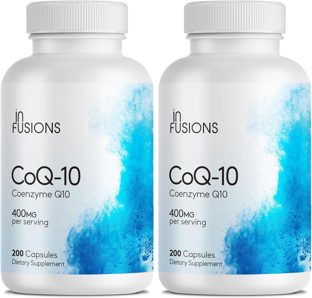Έγχυση Αμιγής Επιπλέον Δύναμη CoQ10 400mg 400 Κάψουλες Υψηλή Απορρόφηση Χωρίς Γλουτένη Μη ΓΤΟ 2 Συσκευασία