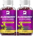 (2 Pack Elderberry Gummies & Irish Sea Moss, Organic Sambucus Elderberry Gummy with Seamoss, Zinc, Vitamin C, D3, Multivitamin Elderberry Vitamins - Χωρίς ζάχαρη