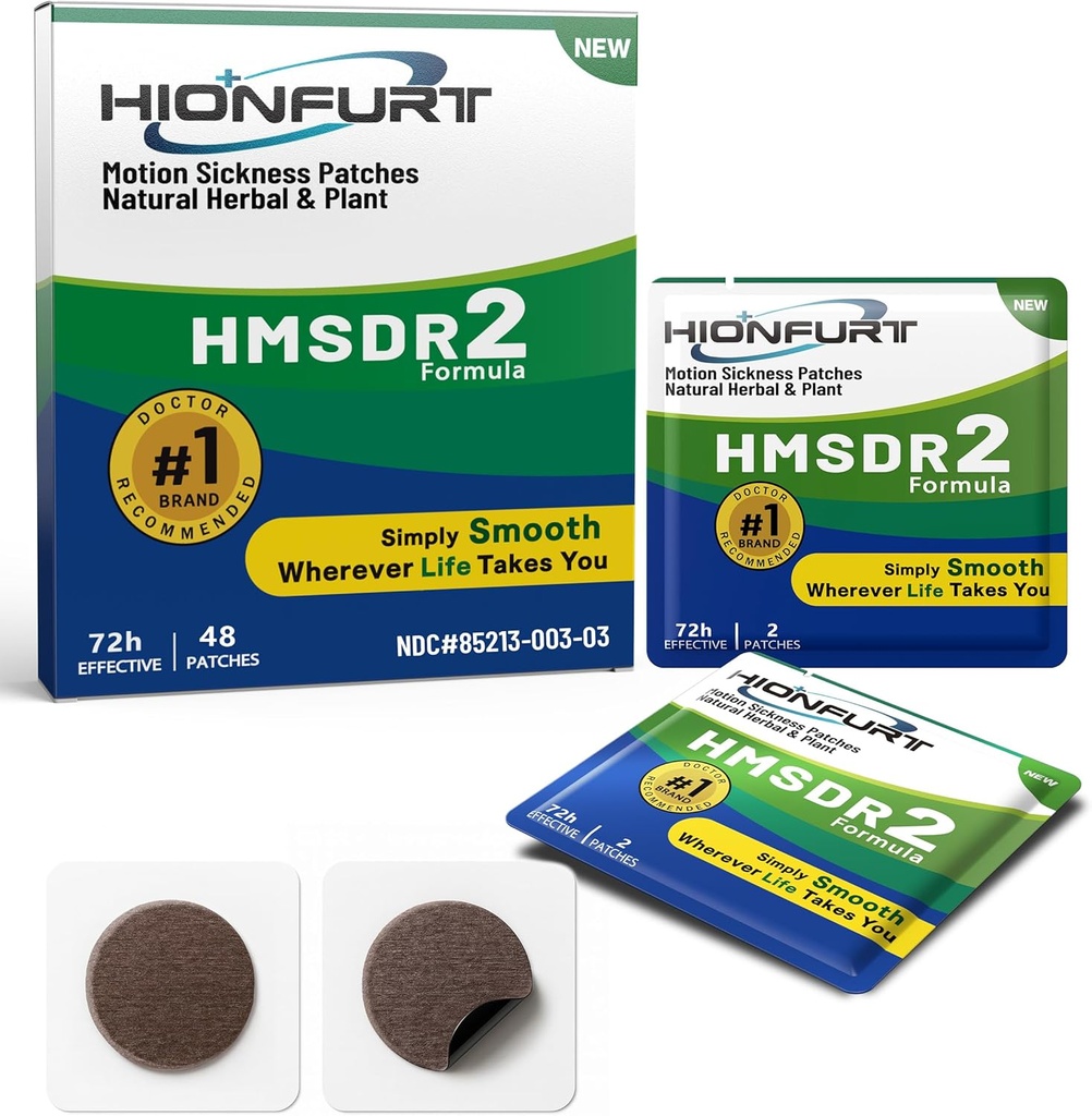 HMSDR2 48ct Patches Motion Sea Sickness Patches για Κρουαζιέρα, Αυτοκίνητο, Αεροπλάνο – Μη Νυσταγμένη, 72H Lasting