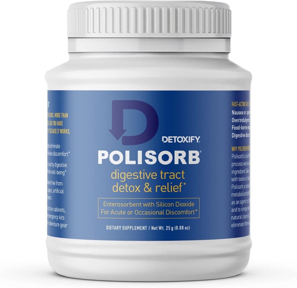 Αποτοξίνωση Polisorb Digestive Tract Cleanse – Silicon Dioxide Detox Drink for Gut Health, Stomach Comfort & Cleansing, Mixes with Water, Juice, Tea - Family-Friendly, 2 Tbsp Serving for Adults