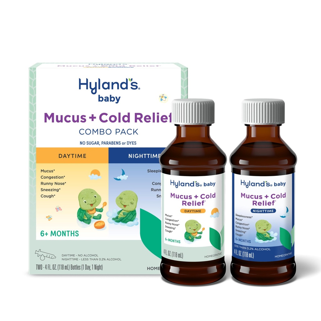 Μωρό Mucus του Hyland και κρύο ανακούφιση, ημέρα και νύχτα πακέτο αξία, βρέφος και μωρό κρύα ιατρική, αποσυμφορητικό και βήχα ανακούφιση, 8 Fl Oz
