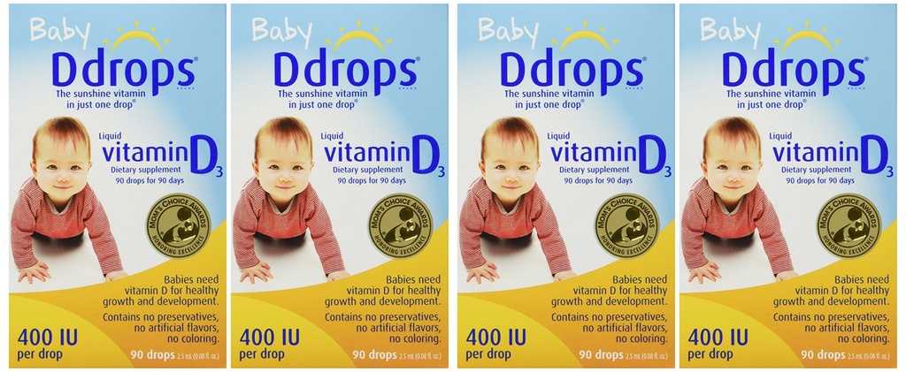 Drops Baby 400 Iu 90 σταγόνες 0,08 ρευστή ουγγιά (4 συσκευασία)