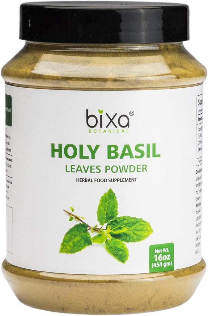 Tulsi Φύλλα σε σκόνη (Άγιο Βασιλικό Φύλλο, Ocimum Sanctum) Υποστήριξη Ανοσία, Υγιεινή αναπνοή, στοματική φροντίδα, μπορεί να ληφθεί με τσάι 