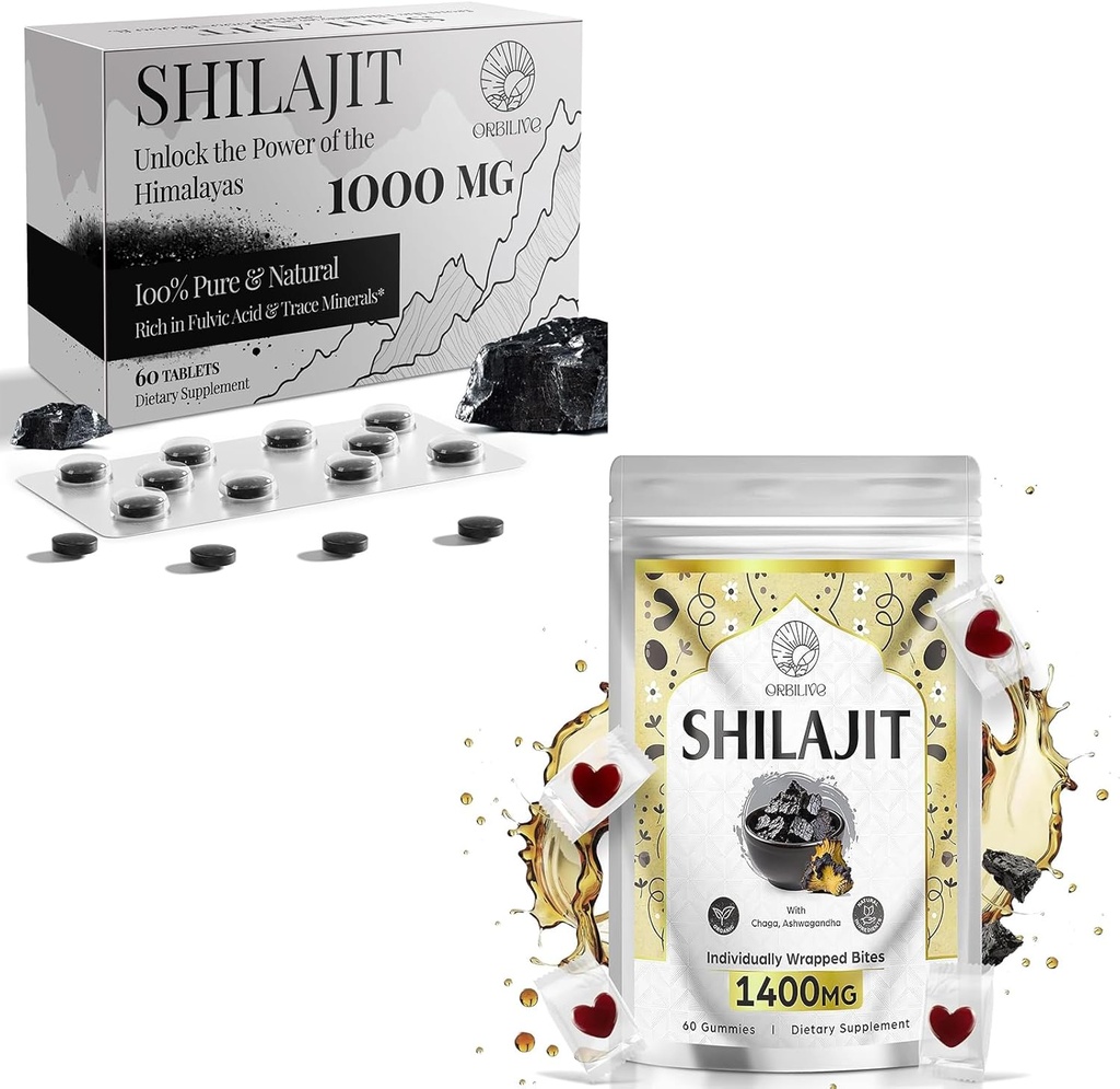 1400 MG Shilajit 60 Gummies με 1000 MG Shilajit Tablets 60 Count