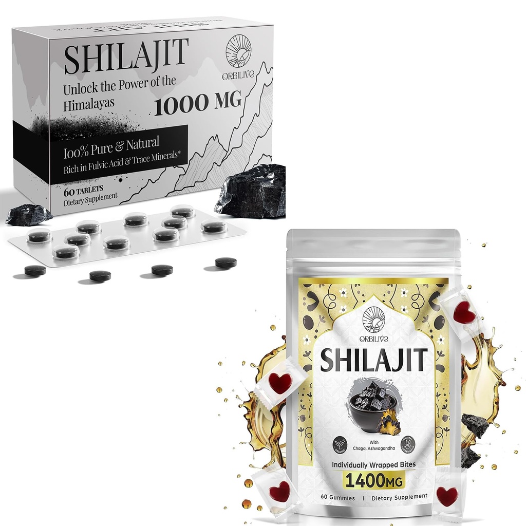1400 MG Shilajit 60 Gummies με 1000 MG Shilajit Tablets 60 Count
