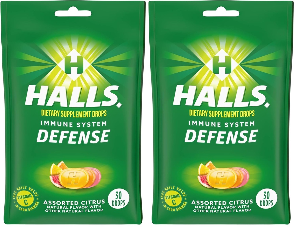 Halls Βήχας σταγόνες, διάφορα εσπεριδοειδή, 30-ct (πακέτο του 2)