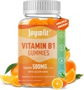 Βιταμίνη B1 Gummies 500mg, Chewable Thiamine B1 συμπλήρωμα για ενήλικες, με 600mg Κιτρικό ασβέστιο, Σύστημα Υποστήριξης Νευρικού, Vegan, Φυσικό άρωμα πορτοκαλιού