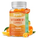 Βιταμίνη B1 Gummies 500mg, Chewable Thiamine B1 συμπλήρωμα για ενήλικες, με 600mg Κιτρικό ασβέστιο, Σύστημα Υποστήριξης Νευρικού, Vegan, Φυσικό άρωμα πορτοκαλιού