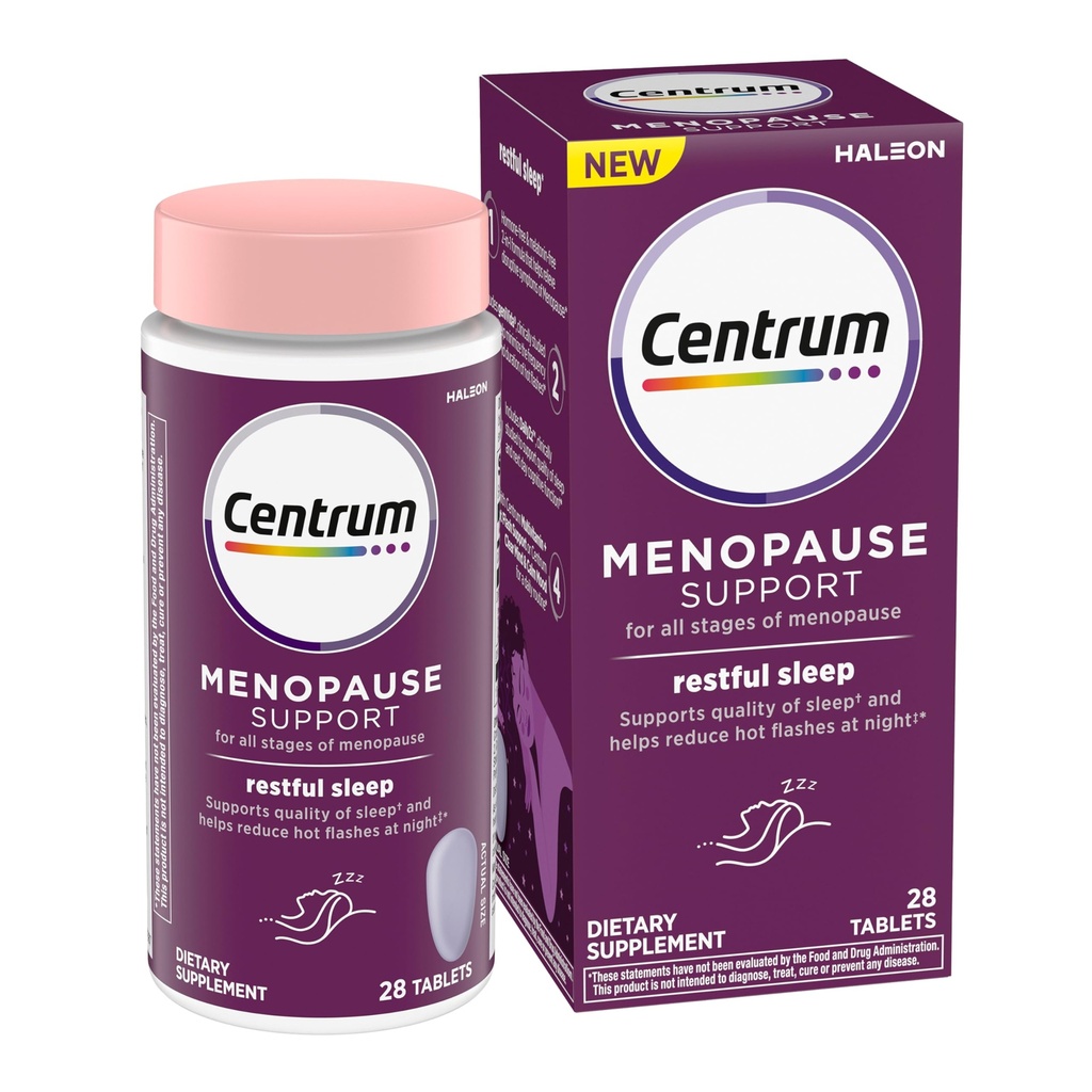 Centrum Restful Sleep Εμμηνόπαυση δισκία υποστήριξης, συμπλήρωμα με κλινική Σπουδές DailyZz και geniVida, 28 Count