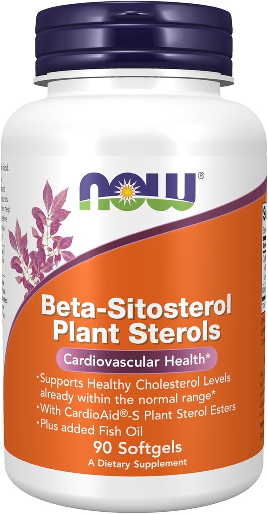 NOW Συμπληρώματα τροφίμων, Beta-Sitosterol Plant Sterols με CardioAid®-S Plant Sterol Esters and Added Fish Oil, 90 Softgels