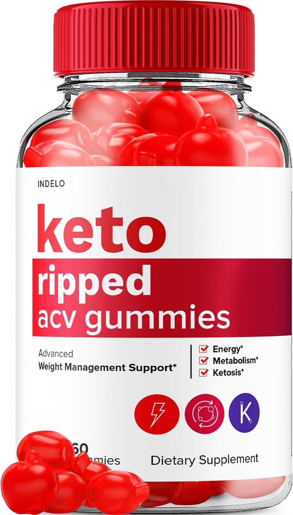 Keto Rippped ACV Gummies - Advanced Ripped Keto + ACV Weight Management Gummies Apple Cider Vinegar Ripped ACV Gummies Dietary Supplement Reviews Extra Strength (60 Gummies)