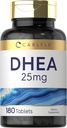 Carlyle DHEA Supplement for Women and Men | 25mg | 180 Tablets | Vegetarian, Non-GMO, and Gluten Free