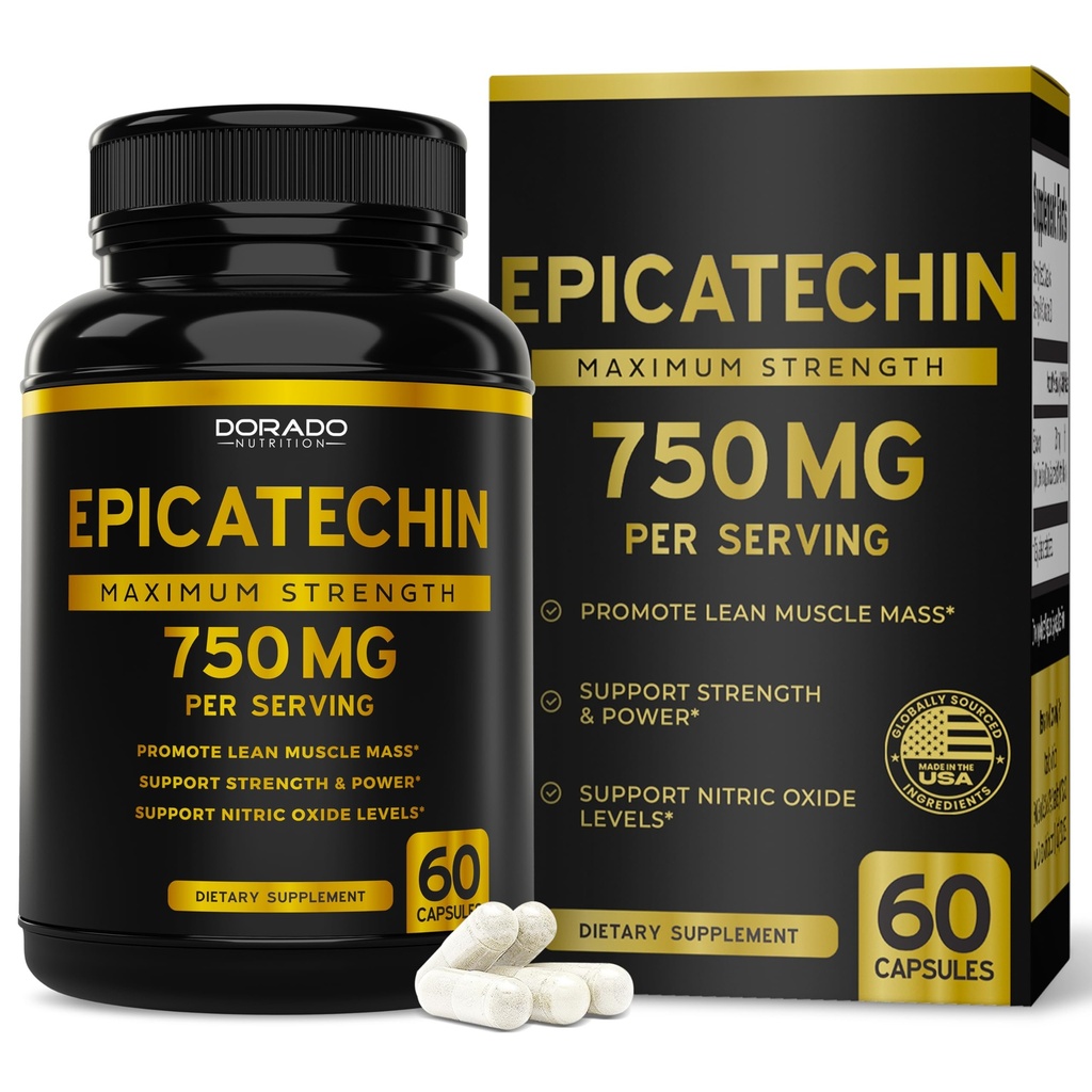 Epicatechin Extract 750mg Per Serving - (60 κάψουλες) - Υποστηρίζει Lean Μύες, Nitric Oxide, Myostatin Inhibitor, Stamina, Αντοχή, Αντλία & Κέρδη - Μη ΓΤΟ & Vegan Συμπλήρωμα - (60 Count)