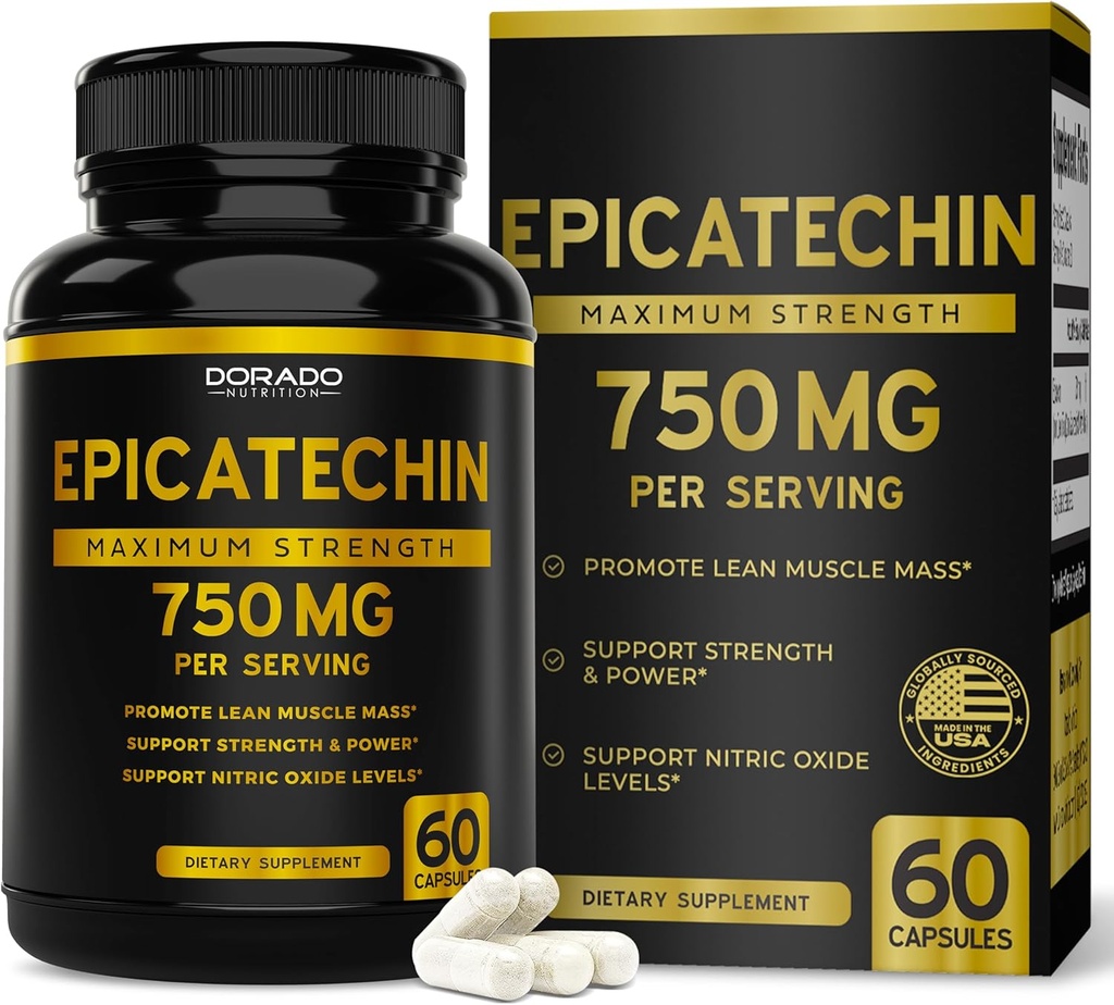 Epicatechin Extract 750mg Per Serving - (60 κάψουλες) - Υποστηρίζει Lean Μύες, Nitric Oxide, Myostatin Inhibitor, Stamina, Αντοχή, Αντλία & Κέρδη - Μη ΓΤΟ & Vegan Συμπλήρωμα - (60 Count)