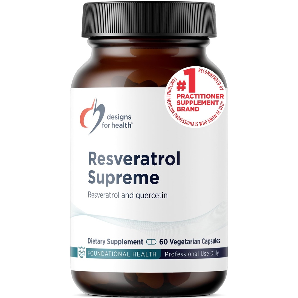 Designs for Health Resveratrol Supreme - Trans Resveratrol from Japanese Knotweed + Quercetin - Healthy Aging + Cardiovascular Support Supplement, Non-GMO (60 Capsules)