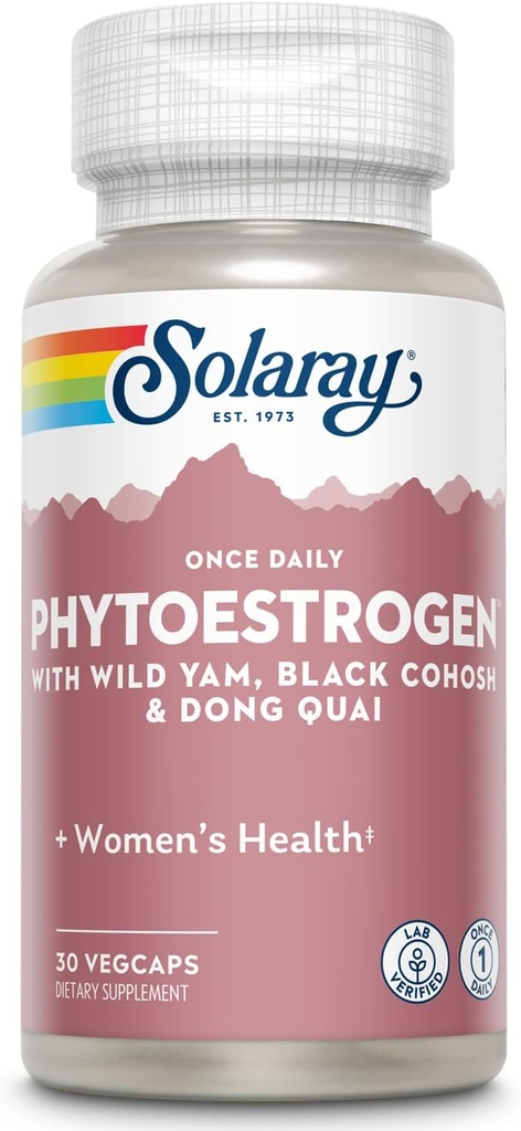 SOLARAY Once Daily Phytoestrogen - Phyto Estrogen Supplement for Women with Black Cohosh, Dong Quai, Wild Yam, Soy Isoflavones - Γυναικεία Υγεία Υποστήριξη - 60-Ημέρα Εγγύηση, 30 Υπηρεσίες, 30 VegCaps