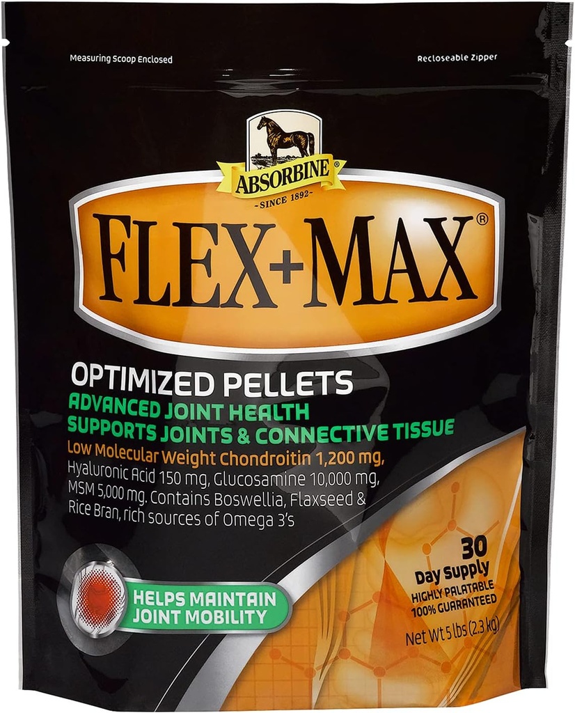Απορροφητικό Flex+Max Horse Joint Supplement Pellets, Highly Palatable, Comprehensive Equine Formula with Glucosamine, MSM, Chondroitin & Flaxseed, 5lb Τσάντα / 30 Ημέρα προσφοράς